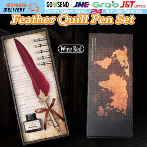 [Ready Stock] Pulpen Bulu Pena 5 Kepala Tulisan Kaligrafi Inggris Tinta Pena Celup Fountain Kaligrafi Stainless Vintage Retro dengan Hadiah Kado Ulang Tahun ultah Pernikahan