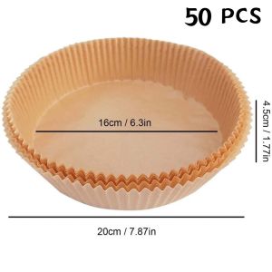 50/100 PCS Air Fryer Paper Liner Disposable Air Fryer Sheet Oil-proof 6.3" Non-Stick Baking Paper