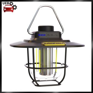 [Ueb Wholesale Mall] LED Hanging Tent Light Vintage Portable Hanging Tent Lamp Stepless Dimming Waterproof IPX4 Rechargeable for Hiking Camp for Home