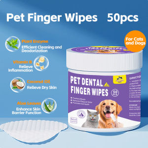 Pet Dental Wipes 50 Pcs Dog cat Oral Care Earwax Tear Stain Teeth Cleaning Pet Finger Toothbrush COD