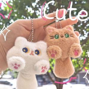 huiheyu cute keychain keychain ring keychain hook ring Soft Cat Plush Keychain Plush Stuffed Cartoon Bear Pendant with Tail Lovely Toy Rabbit Doll Keyring Backpack Decor