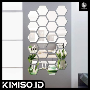 Stiker Cermin Dinding Anti Pecah Cermin Kaca Acrylic Hexagonal Dekorasi Ruangan D5005