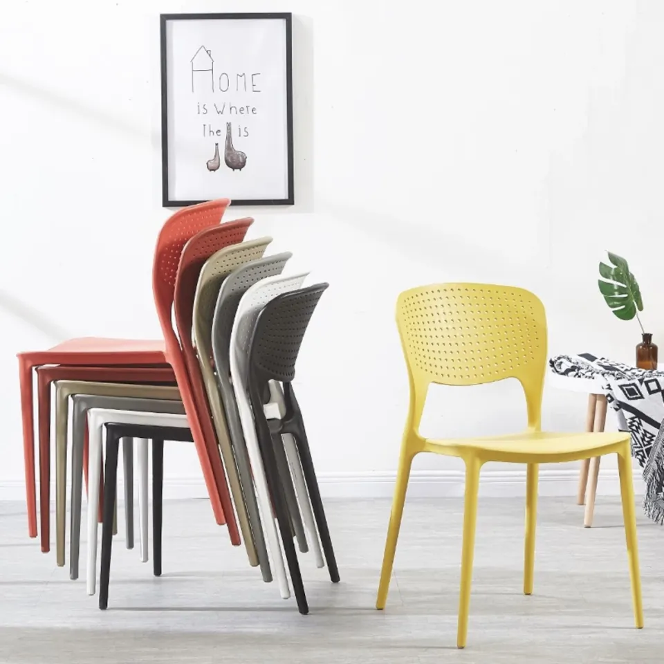 Plastic Chair Backrest Dining Table and Chair Thickened Simple