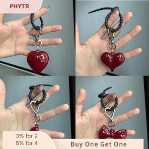 PHYTR HOT Exquisite Temperament Red Heart Bow Charms Keychain Versatile Phone Pendant Fashion Backpack Hanging Ornament Accessories Gifts