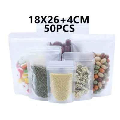 50pcs Stand up Frosted Plastic Ziplock Bag Matte Transparent Gift Bag Fidget Spinners