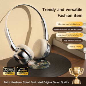 CR-20 Retro Over-Ear Wireless Headphones - Compact Design with Bluetooth 5.4 2025 Model - Maillard Style for Art Students