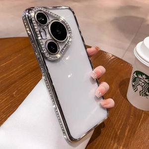 Plating Glitter Rhinestones Clear Case For Huawei Pura 70 Mate 70 60 Pro Plus Ultra Shining Transparent Silicone Bumper Cover