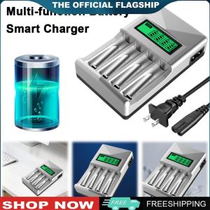 4-Slot Independent Slot Battery Charger LCD Screen Independent Charging Charger for NIMH /NI-CD Rechargeable Batteries