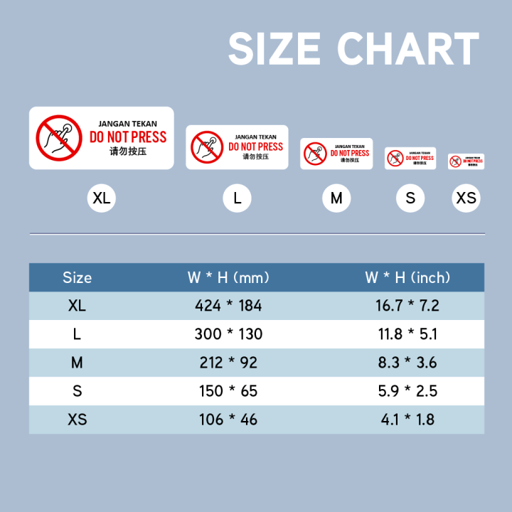 Do Not Press. Jangan Tekan. 请勿按压. Sticker Sign Signage Notice Label. No ...
