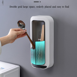 Rotating Drain Chopstick Cage Holder Wall-Mounted Mildew-Proof Dust-Proof Storage Rack for Tableware