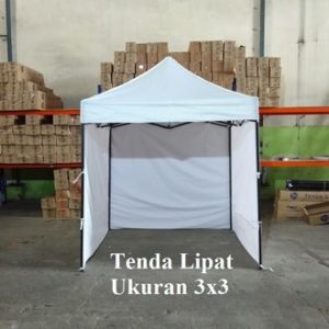 Tenda Lipat 3x3 Lengkap Dinding Polos 3 Sisi