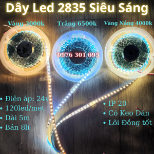 24v Dây Đèn Led - Cuộn 5m (120led/met) Siêu Sáng