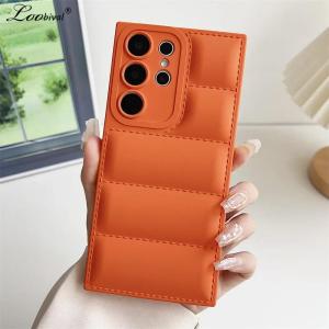 Solid Color Down Jacket Case for Samsung Galaxy S24 S23 S25 S26 Ultra S22 S21 S25 Plus S20 FE A54 A34 A55 A35 A52 Soft TPU Cover