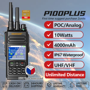 OKARADIO P100PLUS POC Walkie Talkie Network Dual Mode POC Anolog Two Way Radio Waterproof IP67 Nationwide 5000KM Unlimited Distance Portable Intercom
