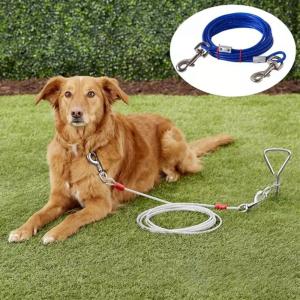 R1A9M 3/5/10 Meter Anti-Bite with PVC Coating Steel Wire for Two Dogs Camping/Hiking /Park Pet Cable Leash Dog Outdoor Supplies Dog Leash Dog Tie Out Cable