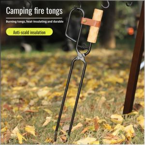 Barbecue Safety Humanized Barbecue Tongs Non-slip Wood Material Portable Burning Fire Outdoor Activities