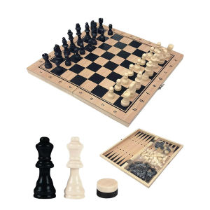 Oldlaiben 3 in 1 Chess Board Game Potable Chess Set Kids Chessmen Entertainment Game Papan Catur Kayu 国际象棋
