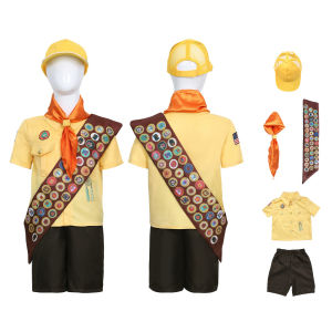 W Up Russell cosplay Childrens School Uniform Turn-down Collar Performance Costume polo Shirt Suit X