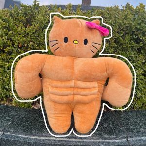 ตุ๊กตากล้ามเนื้อ ตุ๊กตา Hello Kitty ขนาด 45 ซม. หมอนแฟนหน้าท้องของ Sanrio Chest Muscle