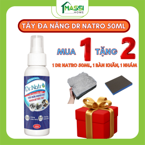 Chai Tẩy Rửa Đa Năng Dr Natro 50 ml Tẩy Dầu Mỡ Nhà Bếp Tẩy Cặn Can Xi Tẩy Gạch Bị Ố Tẩy Gạch Nhà Tắm Làm Sạch Đồ Da Tẩy Rỉ Sắt Tẩy Trắng Nhựa Nước Lau Kính Lau Đồ Gỗ Làm Sạch Đồ Gỗ Lau Giày [Tặng 1 Khăn + 1 Nhám]