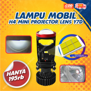 Lampu LED Mobil H4 Super Terang 12-24 Volt | Lampu Depan Mobil H4 Mini Projector Lens Y7D