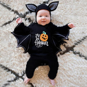 Babys First Halloween Costume Black Bat Romper Jumpsuit Infant Boys Girls Purim Party Carnival Fancy Dress Cosplay Long Short2026