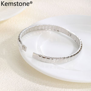 Kemstone Geometric Square Adjustable Stainless Steel Golden Bracelet Womens Trendy Jewelry Gift