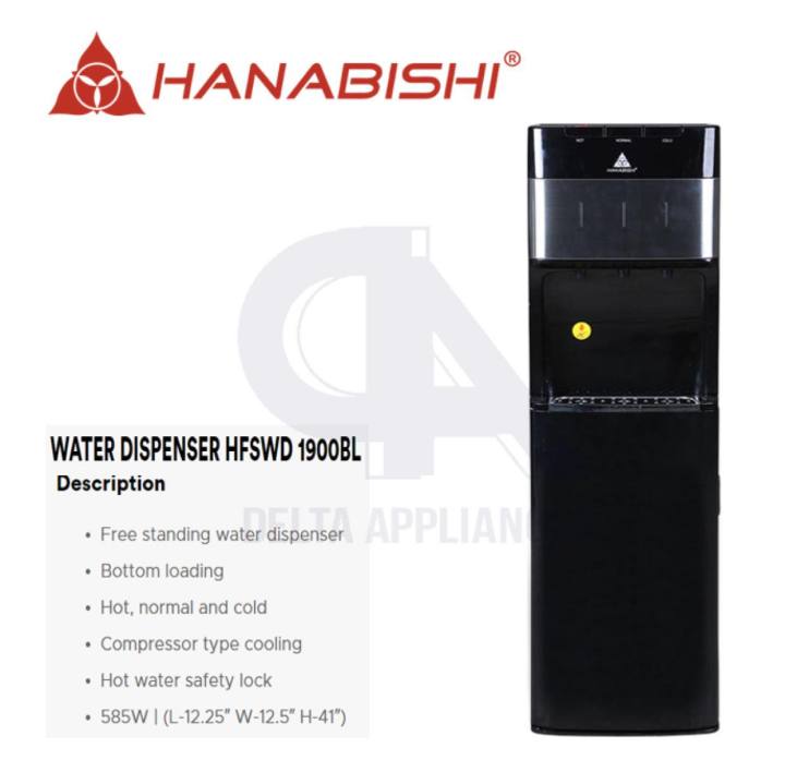 Hanabishi Water Dispenser Bottom Load Water Dispenser Original 1 Year