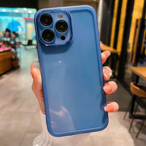 iPhone 15 Pro Max Soft Case With Lens Film iPhone14ProMax 13Pro 12Pro 11ProMax Colorful Transparent Phone Casing Frosted Frame Anti-Slip XSMAX XR 78Plus