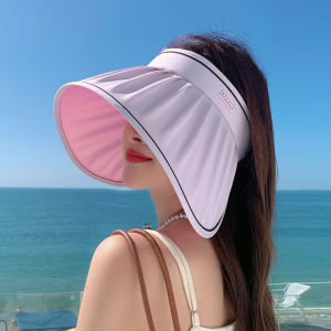 Womens summer large brim antiultraviolet hollow top sun hat sunscreen hat surrounded by cover face