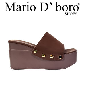 Mario D Boro Womens Chic Leather Mid-Heel Wedge Sandals LX 27050 Beige/Dark Brown C52 C58 C67 C75 C76