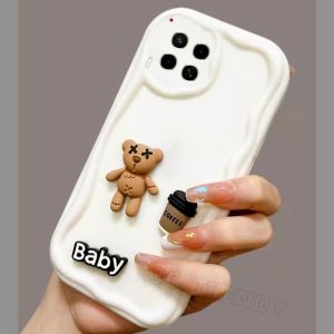New Casing Tecno Camon 30 Pro Camon30 Premier 4G 5G Fashion Doll Coffee Bear Cartoon Phone Case Lens Protection Soft Cover