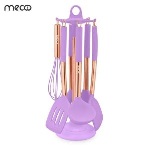 MECOO Spatula Set With Storage Rack 7 Pcs Premium Silicone Alat masak