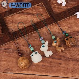 E-WOITD เคสโทรศัพท์ลายสัตว์สไตล์จีนมีสายคล้องน่ารักเรืองแสงพวงกุญแจรูปการ์ตูน