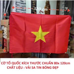 Cờ Tổ Quốc Cờ Đỏ Sao Vàng Vải Phi Bóng Đẹp Kich cỡ chuẩn 80 x120cm