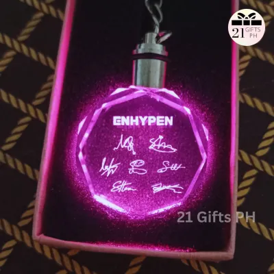 ENHYPEN LED Crystal Keychains with battery and box w/ foam BLOOMS - 16-Color Shades Fade Mode