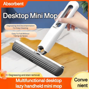Multifunctional Floor Mop Mini Portable Mini Mop Removable For Cleaning Retractable Handle Pursuit Hand-free Desktop Lazy Handheld Mini Mop 多功能手持迷你小拖把