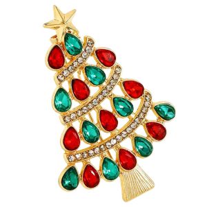 MUQZI Men răng Trâm cài hình cây thông Noel Đá pha lê toàn phần Hợp kim Trâm cài pha lê Giáng sinh Thời trang Cổ điển Trâm cài đính đá pha lê