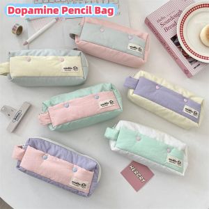 XINSU38 Zipper Pencil Bag Candy Color Large Capacity Pencil Case Portable Portable Stationery Storage Bag Student