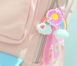 Gantungan Tas / Ransel Anak Sekolah Rainbow Pelangi Bunga Keychain Murah