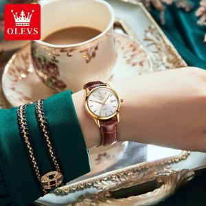 OLEVS 6898 Watches for Women Fashion Sports Minimalist Leather Wristwatch Business with Date Quartz Watch