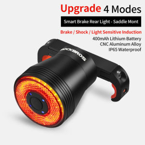 【SG Delivery】ROCKBROS Smart Bicycle Brake Light IPx6 Waterproof LED Charging Cycling Taillight Bike Rear Light Accessories