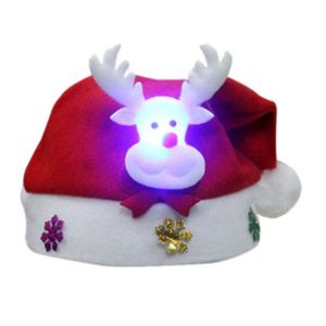 LABAICAI For Home Xmas For Adult Children Xmas Caps Party Supplies Xmas Holiday Hat Christmas Decorations Light Up Cap LED Christmas Hat Santa Claus Hat