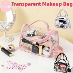 Large-capacity Transparent Makeup Bag Portable Waterproof Travel Bag with Adjustable Strap Handheld