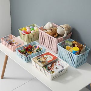 EASYEAH Large Capacity Storage Basket Multipurpose Plastic Desktop Storage Basket 2024 with Handle Rectangular Storage Basket Household Supplies