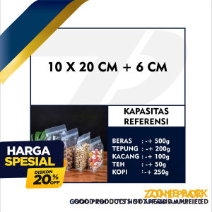 [10pcs] Standing Pouch Flat Bottom Bening I Kemasan Kopi Snack Transparan I Kemasan Ziplock Clear