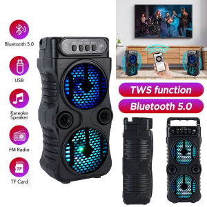 YAFEN Outdoor Portable Wireless Speaker Dual 3 Inches Music Stereo Subwoofer Bass USB Power Supply For Dancing Party Family Karaoke