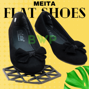 Sepatu Flat Black Panda Wanita Hitam Flatshoes Terbaru Empuk Lentur Blackpanda Kekinian Meita