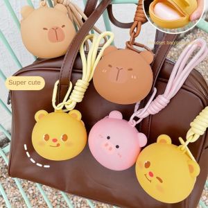 RJZ28 Butter Bear Silicone Coin Purse Capybara Cartoon Earphone Storage Bag Casual Wallet Small Item Bag Woman Girls