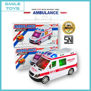Smile - Mainan Anak Mobil Ambulance Hospital Bump And Go 3D / Mainan Mobil Ambulan Lampu Dan Suara